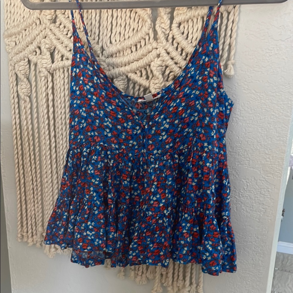 Floral Blue Sleeveless Top